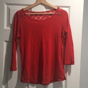 Bright red, elbow sleeve shirt